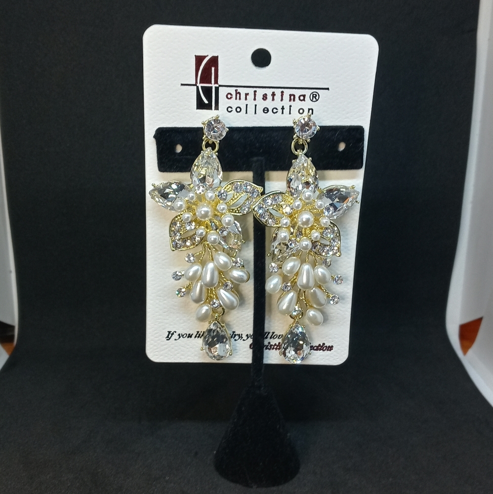 Crystal Flower Drop Earrings